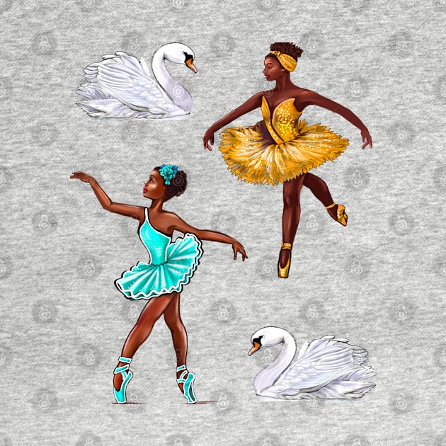 The top 10 best Dance gifts - Swans - African American Ballerinas Black girls dancing Ballet Dancers Brown skin Ballerina by Artonmytee